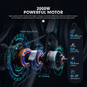 <span class=keywords><strong>Kit</strong></span> de Conversión de Bicicleta Eléctrica de 52V 2000W, Motor Trasero sin Escobillas y sin Engranajes para Bicicletas Eléctricas de 20/26/27.5/29 Pulgadas - Product Image 4