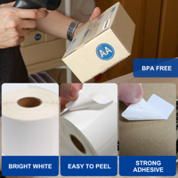 Etiquetas Adhesivas Térmicas Brillantes en Blanco de 2x1 Pulgadas, Libres de BPA, Resistentes al Agua y al Aceite, 1300 Unidades/Rollo para Envíos FBA