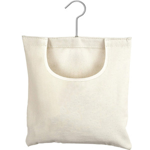 Natural Cotton Canvas Mesh Classic Set Hanging <b>Foldable</b> Eco-Friendly Wall Mount Clothespin Peg Holder Storage <b>Bag</b> 4L Capacity - Product Image 2