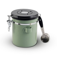 Boîte à café hermétique, grand récipient de stockage de grains de café en acier inoxydable de 22oz avec suivi de la date, cuillère à mesurer