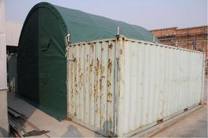 <span class=keywords><strong>Couverture</strong></span> de toit en forme de dôme pour structure de tissu de traction de conteneur d'expédition avec abri d'auvent traité sous pression de cadre en bois naturel - Product Image 3