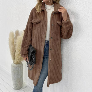 Cappotto in finta lana stile classico con Logo personalizzato da <span class=keywords><strong>donna</strong></span> con maniche lunghe <span class=keywords><strong>Trench</strong></span> autunno inverno con risvolto x stampa taglie forti - Product Image 2