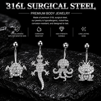 CRYSPURE Nouveauté Chaude 14G Acier Chirurgical 316L Piercings de Nombril Animaux Zircon Serpent Tortue Abeille Bijoux de Corps Vente en Gros