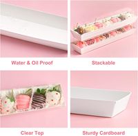 Boîtes cadeaux en papier longues de style macaron avec couvercles transparents pour biscuits, truffes, bombes au cacao, chocolats