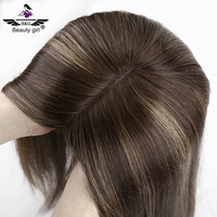 Topper Rambut Mono Ringan 6x6.5 Inch, Bernapas dan Tak Terlihat, untuk Wanita Berambut Tipis, Swiss Lace Mono Topper