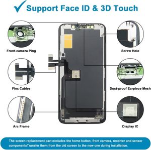 Schermo OLED di Ricambio per <span class=keywords><strong>iPhone</strong></span> <span class=keywords><strong>11</strong></span> Pro 5.8 <span class=keywords><strong>Pollici</strong></span> NON Display LCD, Assemblaggio Cornice 3D Touch con Digitalizzatore per Modelli A2160 A2217 A2215 - Product Image 3
