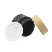 Pot de crème cosmétique en verre avec couvercle en bambou Organisateur de stockage de pot de crème en verre dépoli