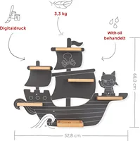 Support mural en bois en forme de bateau pour Toniebox, personnalisé en usine, pour enfants, Allemagne, présentoir de poupées, rangement suspendu multi-niveaux pour enfants
