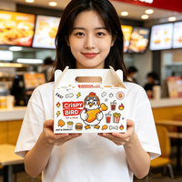 Boîte à emporter jetable personnalisée avec logo en relief pour frites, burgers, poulet et sushis – Contenant en papier pour restauration rapide
