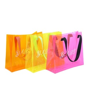 Colorful Transparent <strong>Red</strong> PVC <strong>Gift</strong> <strong>Bags</strong>, Custom Cosmetic Clothing Shopping Handheld Packaging <strong>Bags</strong> - Product Image 1