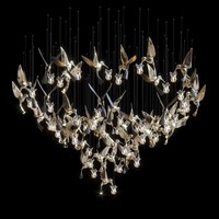 Lustre moderne en verre avec décor d'oiseau pour hôtels et restaurants Grande lampe suspendue au plafond pour villa et centre commercial