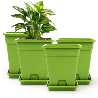 Pots carrés en plastique pour plantes vertes avec trou de drainage, durables pour une utilisation intérieure/extérieure - Prêts à l'arrosage, capacité de 3,23 L, pack en gros
