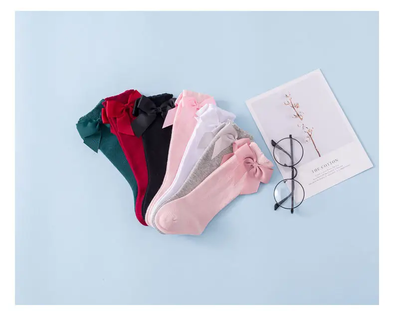 New Fashionable Korean Style Children Socks Set 2021 Spring Autumn Girl Socks Cotton Bow Knee High Socks Girls