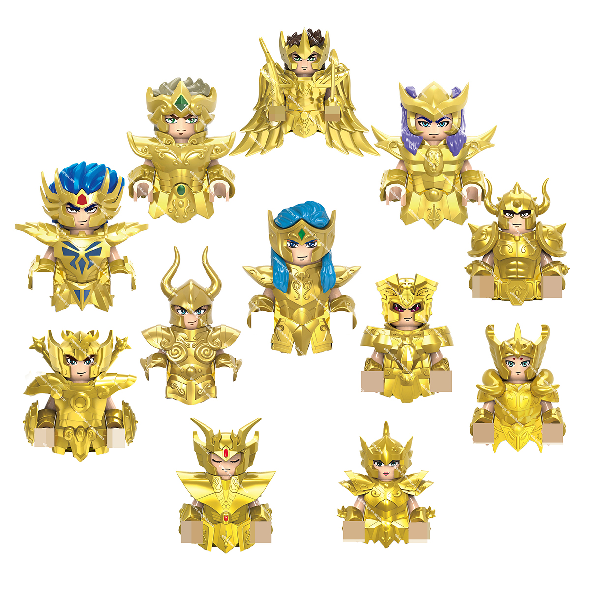 Moc мини блок игрушки золотые знаки двенадцатой фигуры Рак Водолей Скорпион Фильм аниме комиксы строительные блоки игрушки