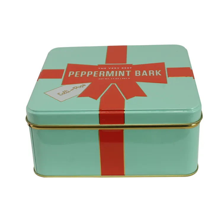 Pretty design square shape tin can metal gift box biscuit and cookie tin can