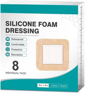 YOJO Apósito de Espuma de Silicona Superabsorbente Impermeable con Borde Suave de 4x4 Pulgadas y Adhesivo de Silicona, Vida Útil de 3 Años - Product Image 1