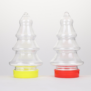 50ml 1.7oz Clear Wide Mouth Plastic PET Bottles Christmas Tree Shaped Plastic Bottles Beverage Cookie Candy Containers