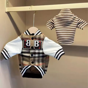 Veste de luxe pour chien, manteau de baseball de marque Pog, collection automne-hiver, en gros, à carreaux, épais et chaud, vêtements d'hiver pour petits chiens - Product Image 2