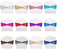 Spandex feuille chaise ceintures bande chaise arcs chaise ceinture cravate avec boucle pour banquet de mariage