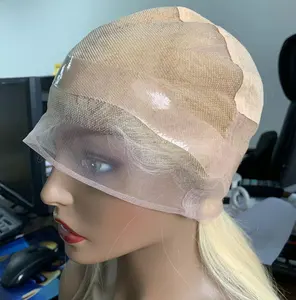 New design Virgin Brazilian hair #613 full lace human hair wigs with PU around perimeter blonde medical wigs