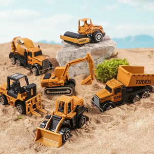 Ensemble de 6 jouets de camions d'ingénierie, voitures, modèles de construction classiques, tracteurs, excavatrices - Product Image 1