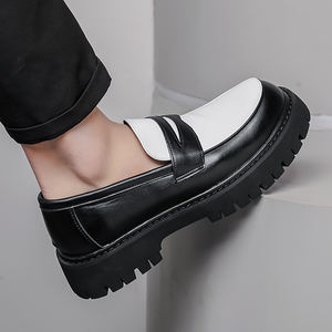 Zapatos de Vestir Personalizados con Plataforma Oxford, Suela Gruesa, Microfibra Suave, Cuero, Tallas 38-44, Color en Contraste, Mocasines Casuales de Primavera para Hombre, Sin Cordones - Product Image 3