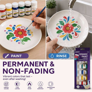 Juego de <span class=keywords><strong>Pintura</strong></span> Cerámica de Alta Calidad al por Mayor, 25 ml, 6 <span class=keywords><strong>Colores</strong></span>, <span class=keywords><strong>Pintura</strong></span> Permanente que No se Desvanece, <span class=keywords><strong>para</strong></span> Porcelana, Cerámica, Manualidades, Suministros de Arte - Product Image 3
