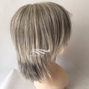 vendita calda misto grigio dei <span class=keywords><strong>capelli</strong></span> umani parrucca piena del merletto brasiliano - Product Image 4