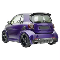 Kit carrosserie style MS en fibre de carbone véritable pour Smart Fortwo C453, comprenant : Lame avant, diffuseur arrière, jupes latérales et capot en fibre de carbone sèche