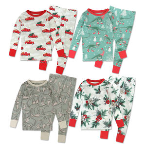 Pyjamas pour enfants, vêtements de nuit de Noël, motifs pour enfants, 100% coton biologique, pyjamas pour enfants, vêtements de nuit pour garçons, vêtements de détente personnalisés pour enfants - Product Image 1