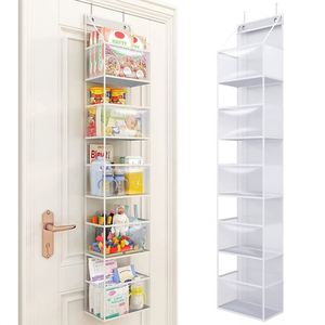5-Shelf Hanging Closet Organizer with PVC Dust Cover and Side Pockets Hanging Closet Shelves Storage for Wardrobe - Product Image 1