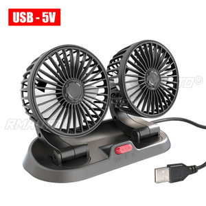 Ventilador de Coche USB de 5V con Doble Cabezal, Ventiladores de Refrigeración Ajustables de 2 Velocidades, Mini Ventilador de Cinco Aspas con Viento Potente - Product Image 1
