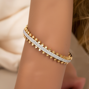 Bracelet en cristal en acier inoxydable 316L plaqué or PVD avec strass pour femmes, bijoux tendance - Product Image 3