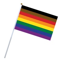 Drapeaux portables LGBT en polyester 14x21cm, arc-en-ciel, bisexuel, fierté trans, ours, coucher de soleil, lesbienne, avec mât en PP, prêts à être expédiés