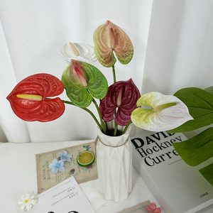 Meichun Mini Red Anthurium Artificial Flower 30cm-100cm Soft Rubber Home Decor <b>Wedding</b> <b>Props</b> - Product Image 3