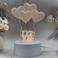 Lampe de nuit LED en acrylique, illusion 3D, blanc chaud 2700K, commande par bouton, USB, intensité réglable, lampe de chevet, décoration de bureau
