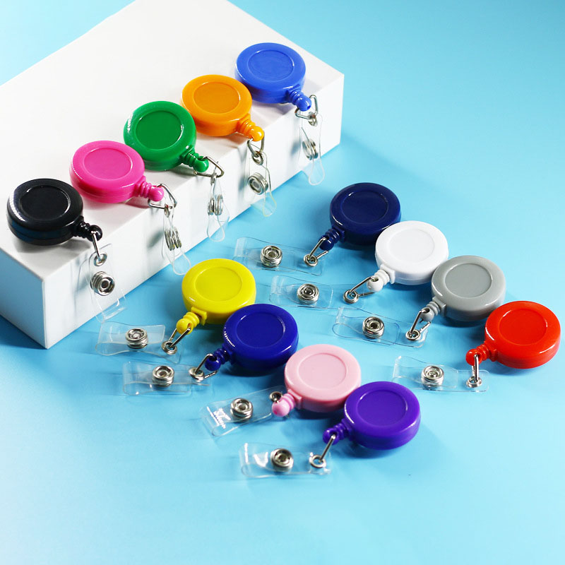 Держатель для удостоверения личности, держатель для карт, круглая Катушка для имени, офисные и школьные принадлежности, выдвижной шнурок с зажимом