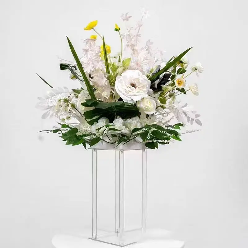 Wholesale Tall Acrylic Flower Plant Holder Indoor Clear Table Centerpiece for Wedding