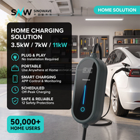 Pengisi Daya EV Portabel 7kW Tipe 2 OCPP RFID DLB IP65 OEM Bersertifikasi CE TUV, Grosir untuk Rumah, Tipe 1
