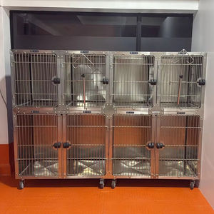 Yuvarlak köşe modüler kafes sistemi Pet bakım/hastane paslanmaz çelik evcil hayvan kulubesi kafes - Product Image 3