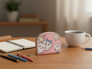 กระเป๋าใส่เหรียญครึ่งวงกลมลายการ์ตูนปอมปอม 5 นิ้ว ปิดด้วยซิป ขนาดมินิ สำหรับทุกเพศ - Product Image 2