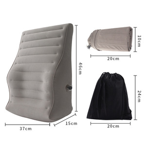 Inflatable Lumbar Support Pillow Light Gray Rectangle Portable For Office Car Travel Massage Cushion - Product Image 2