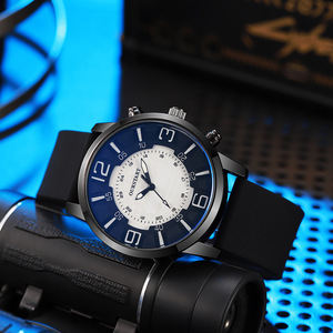 <span class=keywords><strong>Montre</strong></span> <span class=keywords><strong>Homme</strong></span> à Quartz en Silicone avec Grand Cadran, Lumière Bleue, <span class=keywords><strong>Chiffres</strong></span> Grands et Double Échelle, Idéale pour les Loisirs Transfrontaliers - Product Image 6