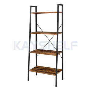 Estantería de escalera con marco de Metal de madera marrón industrial oxidado de 4 niveles para organizar en el hogar y la Oficina - Product Image 3