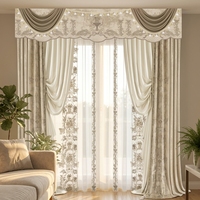 Rideaux de luxe Yun Zhu en velours jacquard gris champagne avec franges pour la décoration du salon de la villa