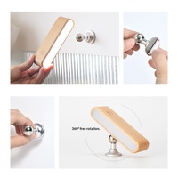 Lampe murale LED en bois massif de style nordique avec commande tactile, abat-jour rectangulaire, design moderne et minimaliste pour chambres à coucher et dortoirs étudiants