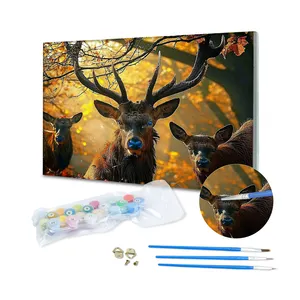 Animal Series Deer Family Painting By Numbers Handpaint Canvas Painting Wall Pictures For Living Room