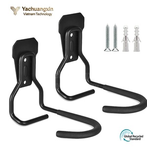Wall Mounted Black Iron Slip <b>Hooks</b> with Screws for Garage Tool Storage - Product Image 4