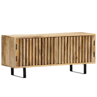 Mueble de TV de Madera Maciza con Patas de Hierro y Diseño Moderno Personalizado, con Tiradores, para Sala de Estar, Villa y Comedor