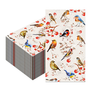 Huancai 20 pièces Floral oiseaux invités serviettes jetables <span class=keywords><strong>papier</strong></span> dîner <span class=keywords><strong>serviette</strong></span> salle de bain essuie-mains pour <span class=keywords><strong>anniversaire</strong></span> mariage fête fournitures - Product Image 2